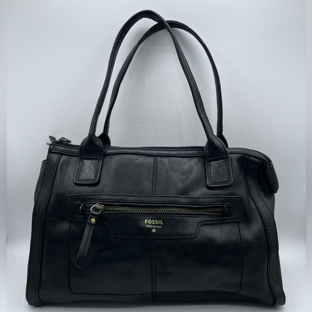 fOSSIL black leather shoulder bag cowhide